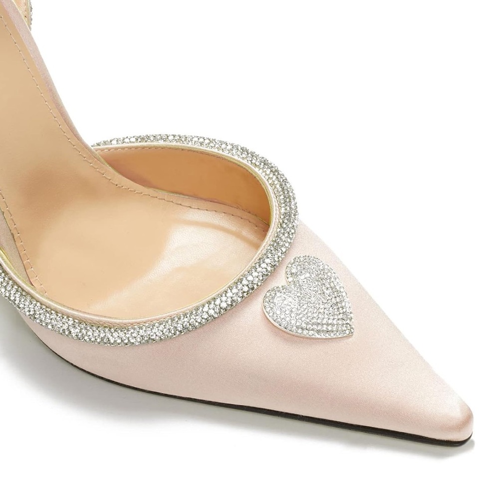 NWOT • Bling Queen • Pointed Toe Crystal Heart, Ankle Strap Pumps • Size 7 • 😍 •